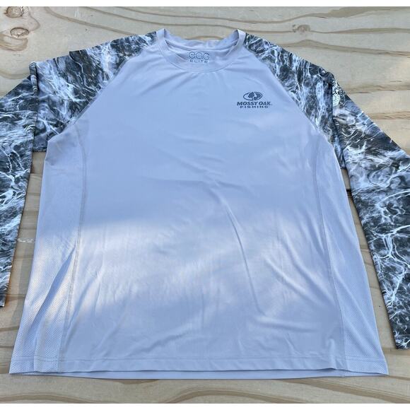MOSSY OAK Hydro Fishing Shirt Long Sleeve Performance Huk Mens Beige SIZE 2XL‎ - Picture 2 of 7